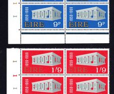 1969 Ireland Europa (CEPT) Commemorative Stamps Plate Block III Mint Never Hinged (MNH)