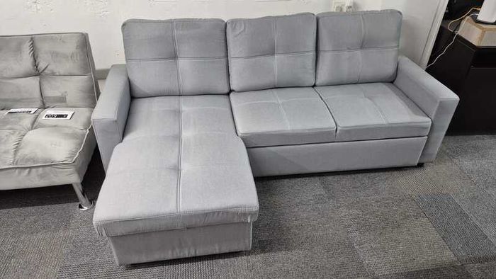 Big Deal light grey fabric corner sofa bed with storage