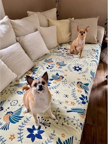 Double-sided Cotton Sofa Throws Large 2 or 3 Seater, Jacquard Woven Bedspread 230x250CM(90x98In)