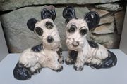Vintage chalkware terrier dogs