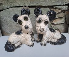 Vintage chalkware terrier dogs