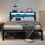 King Size Bed Base with Charging Station and Led lights Image 10