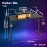 Small Gaming Desk 106.6 CM LED Computer Desk with Monitor Stand Gamer Workstation with Cup Holder & Headset Hooks for Home Office Bedroom Small Space Image 2