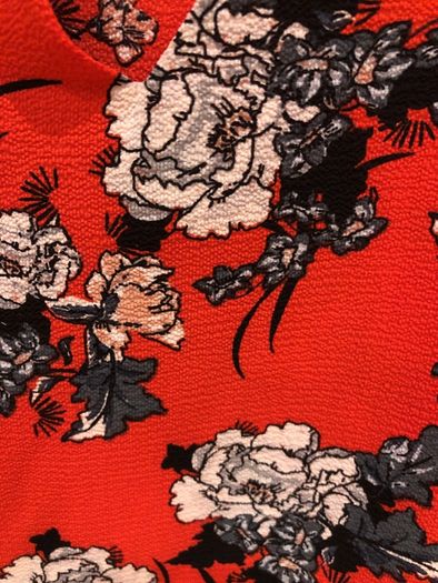 Blouse Red Floral Choker Style