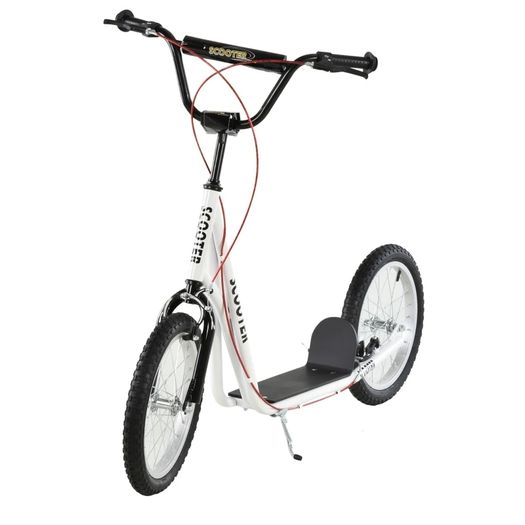 Kick Scooters for Kids with Adjustable Height, Anti-Slip Deck, Dual Brakes, Rubber Tyres, for Boys and Girls Aged 5+ Years Old - White