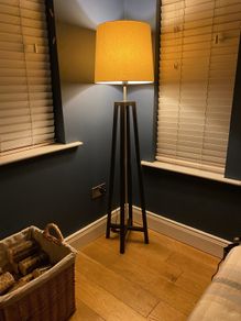Solid Dark Wood Floor Lamp