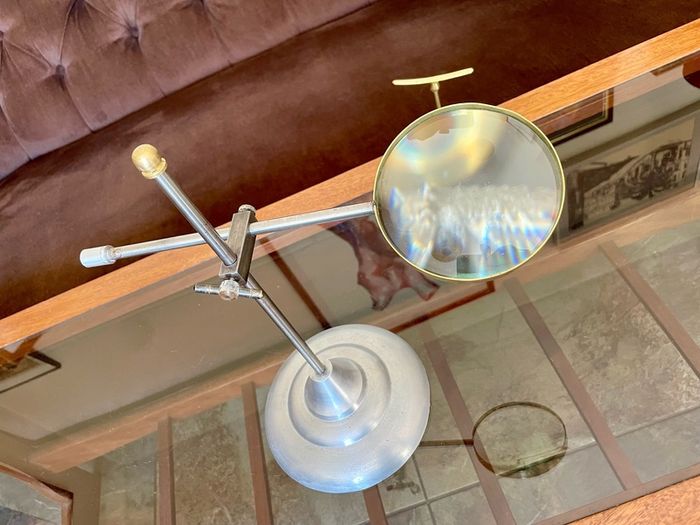 Nautical Decorative Magnifying Glass With Adjustable Stand Desktop Brass Detail