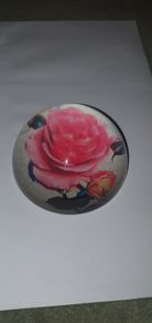 Vintage Style Domed Glass Rose Paperweight - Excellent Condition