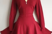Karen Millen Red High Neck Zip Dress