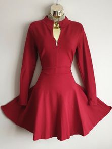 Karen Millen Red High Neck Zip Dress
