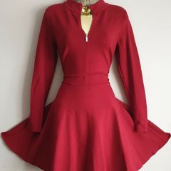 Karen Millen Red High Neck Zip Dress