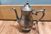 Coffee/Tea Pot Pitcher Silver Plated VM Rogers Vintage Footed Hinged Lid
