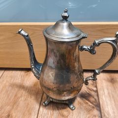 Coffee/Tea Pot Pitcher Silver Plated VM Rogers Vintage Footed Hinged Lid