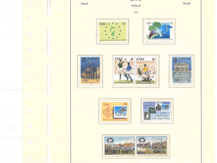 Collection. ireland 1985-1991 commemorative and definitive stamps on Lighthouse (Leuchtturm) pages 57-80 Mint Never Hinged (MNH). I note all commemorative stamps and definitive stamps including Irish Heritage & Treasures set.
