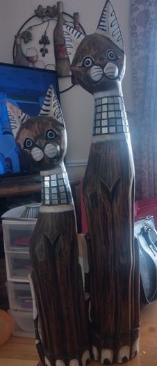 Antique wooden cats