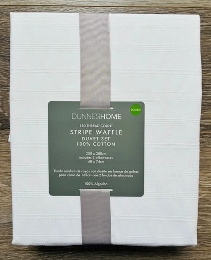 100% cotton - 180 Thread Count Stripe Waffle Duvet - Double