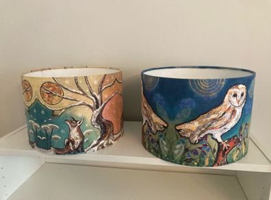Dawn Maciocia Designer Lampshades Fox and Barn Owl Pair
