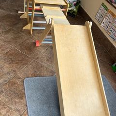 Kids wooden climbing frame and slide
