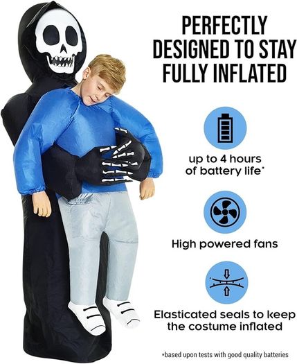 SEASONAL SALE Pick Me Up Inflatable Costume, Boys, Grim Reaper Kids, One Size