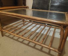 glass wicker table