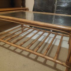 glass wicker table