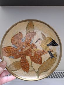 Vintage Hand-Painted Metal Wall Plaque