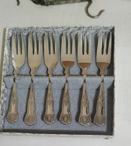 silver plated cake forks set