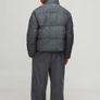 Grey Boxy Fit Check Funnel Neck Puffer Jacket Image 2