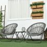 Set 3 Piece Garden Furniture Set with Folding Table and Chairs for Garden Balcony Grey Image 7