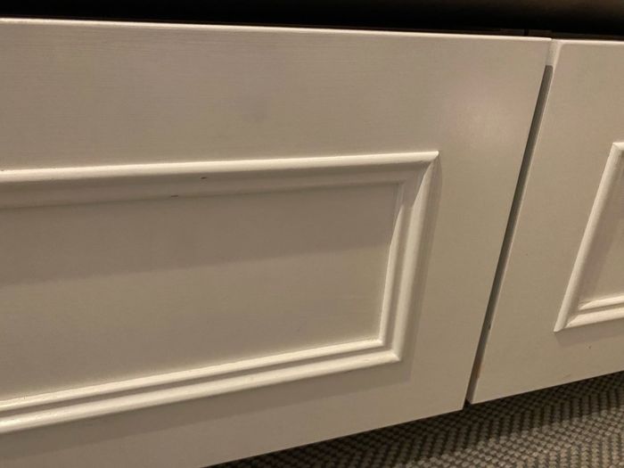handmade storage bench/window seat with two large built-in drawers and a comfortable upholstered cushion