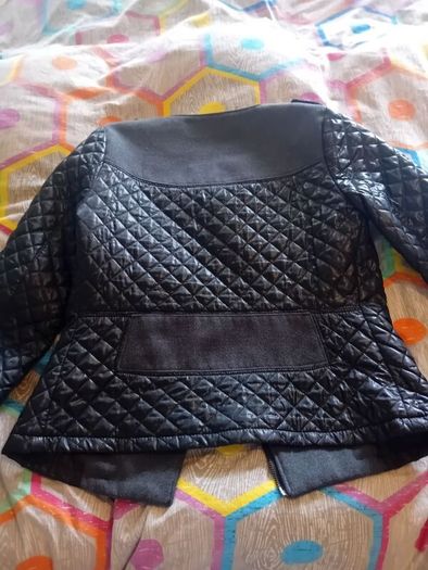 ladies jacket. Padded design. Black with grey material. Size small