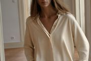 Zara satin shirt with lace cream size S