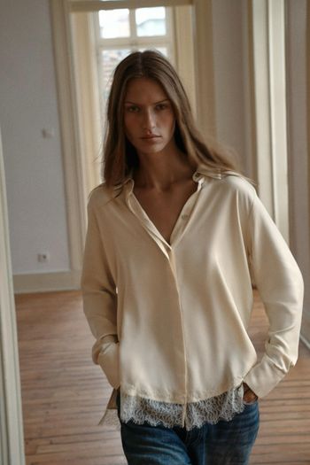 Zara satin shirt with lace cream size S