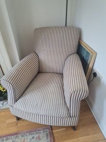 Vintage Armchair Striped Fabric Shabby Chic French Chateau