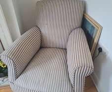 Vintage Armchair Striped Fabric Shabby Chic French Chateau