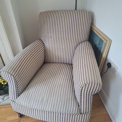 Vintage Armchair Striped Fabric Shabby Chic French Chateau