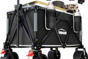 150kg Festival Camping Trolley on Wheels Heavy Duty Folding Wagon Cart with Detachable All-Terrain Wheels, Brake, Adjustable Handle, Portable for Outdoor, Beach, Garden &amp; Shopping Black