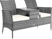 Garden Bench Weatherproof Poly Rattan Table Cushions 320kg Load