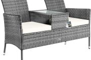 Garden Bench Weatherproof Poly Rattan Table Cushions 320kg Load