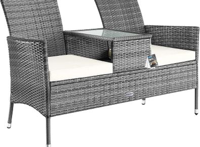 Garden Bench Weatherproof Poly Rattan Table Cushions 320kg Load