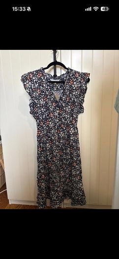 Apricot ditsy cluster ruffle dress
