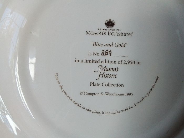 Mason's Blue & Gold Historic Limited Edition Plate