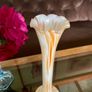 Mid Century Italian or Murano style Tall Swirl Pattern Orange and White Bud Vase 31 cm Image 4
