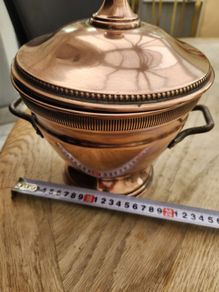 Heavy French copper pot with lid