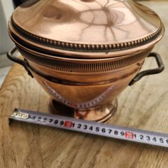 Heavy French copper pot with lid