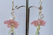 Cherry Blossom Beaded Tassel Earrings