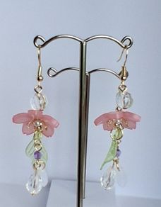 Cherry Blossom Beaded Tassel Earrings