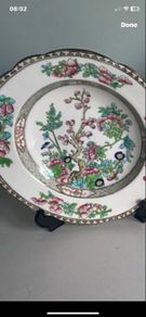 Reduced Antique Coalport China Indian Tree 9.5  inch plate or dish with Scalloped Rim