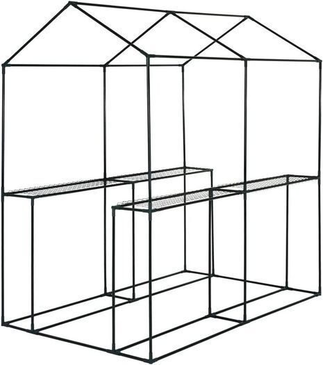 Foil Greenhouse Tomato House Plant House with 4 Shelves Roll-Up Door