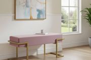 Axon Modern Pink Velvet Bench with Gold Metal Frame 100x34x45cm